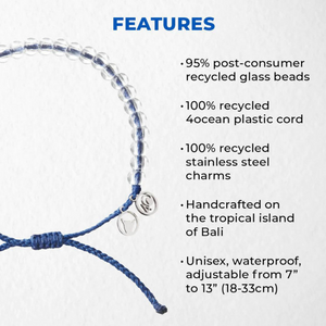 4ocean Signature Beaded Bracelet - Blue - Wholesale [6-pack]