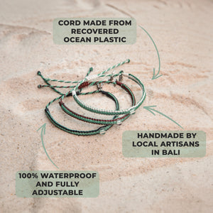 4ocean x MANG Coastal Restoration Bracelet - Seafoam Green & Black [6-pack]