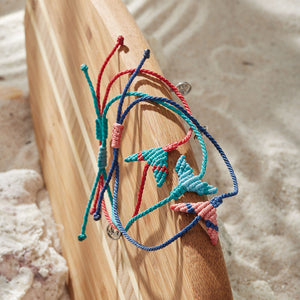 4ocean Whale Tail Anklet - Teal & Red [6-pack]