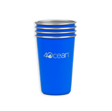 Load image into Gallery viewer, 4ocean Reusable Stainless Steel Cups 4-Pack- Blue- Wholesale
